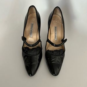 Manolo Blahnik black patent leather mary Jane’s size 40